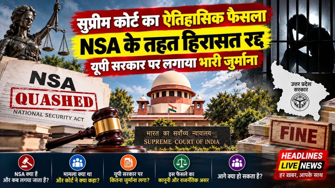 Supreme Court Quashes NSA Detention: यूपी सरकार को बड़ा झटका!