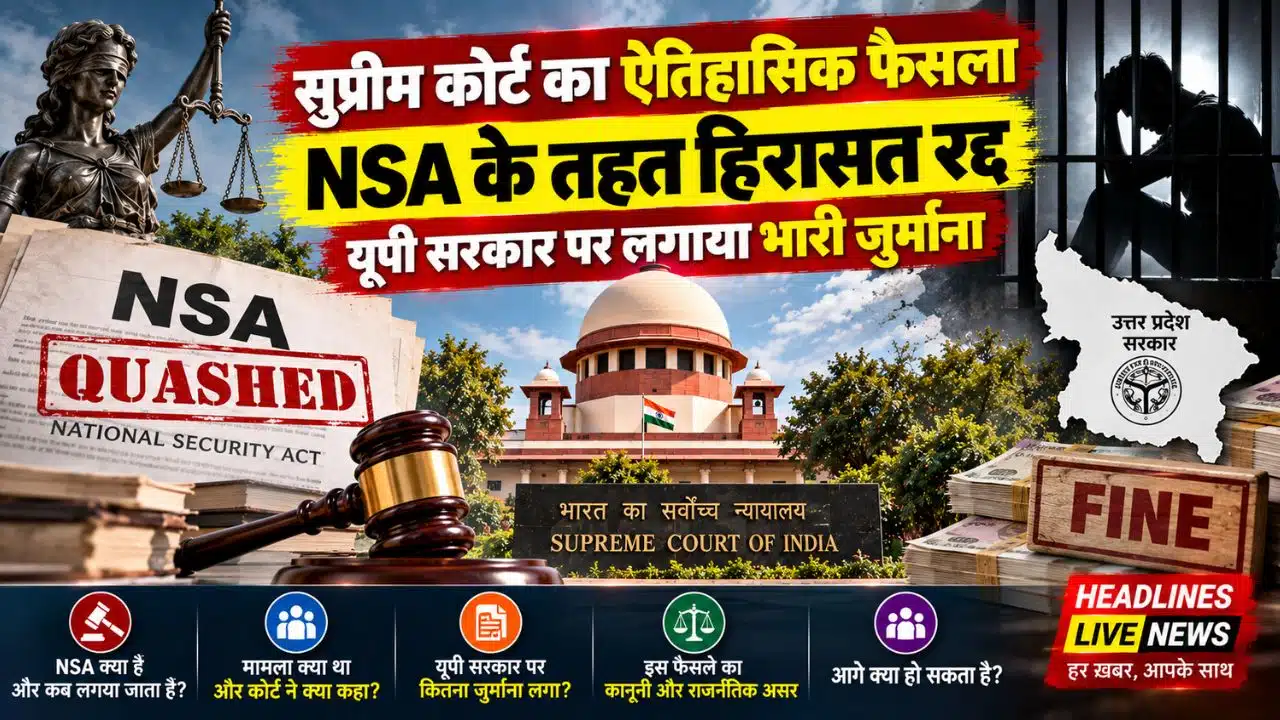 Supreme Court Quashes NSA Detention: यूपी सरकार को बड़ा झटका!