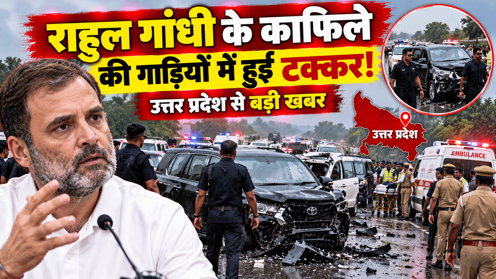Rahul Gandhi’s Convoy: यूपी में काफिले की टक्कर में 5 घायल Rahul Gandhi’s Convoy: यूपी में काफिले की टक्कर में 5 घायल
